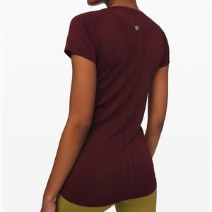 lululemon dark maroon swiftly tech top